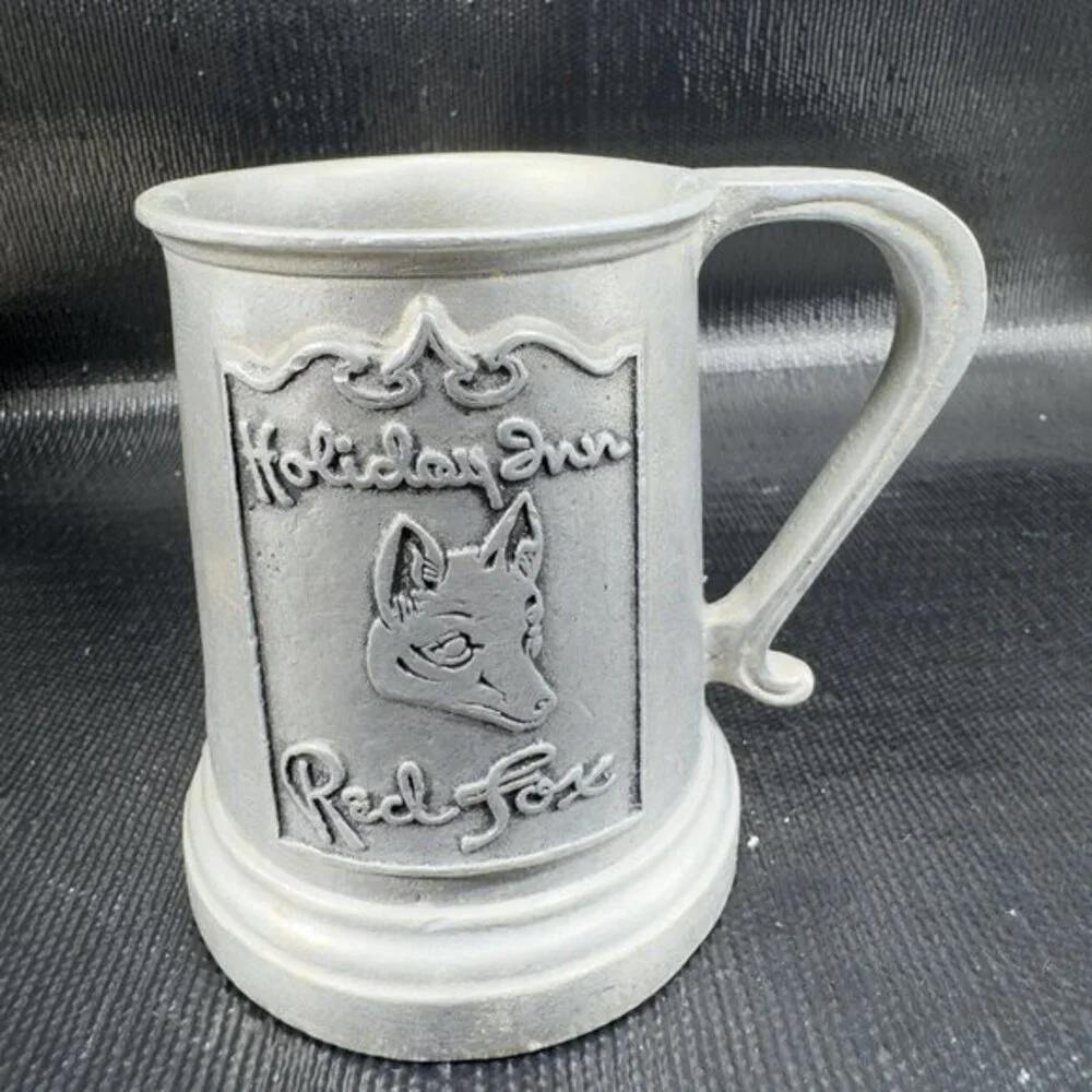 Vintage Holiday Inn Red Fox Metal Stein Mug Cup BarWare Beer‎ Mug Fox Logo Mug